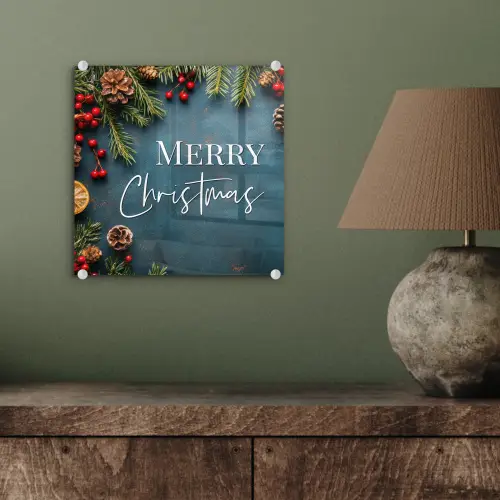Merry Christmas - Blauw - Kerst - Winter plexiglas 5mm klein -sfeer3