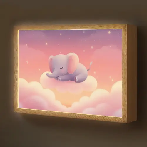 Dier - Roze - Wolken Light Box met batterij (Wandlamp kind) middel -z3d_website