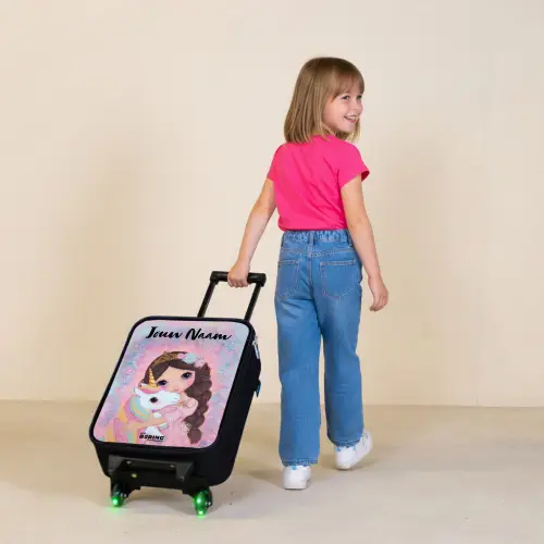 Meisje - Eenhoorn - Glitter Kinderkoffer - Zwart klein -sfeer1
