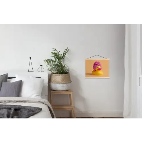 Badeend - Handdoek - Kleurrijk textielposter latten blank klein -woonkamer