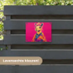 Kameel - Bloemen - Kimono - Waaiers tuinposter los doek klein -sfeer3