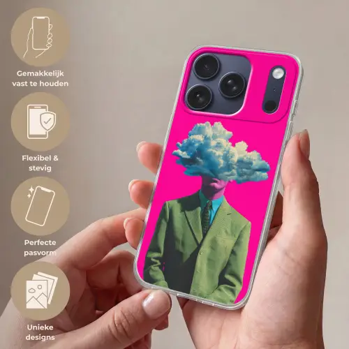 Man - Pak - Wolk - Roze Telefoonhoesje iPhone 17 Pro klein -sfeer3_NL