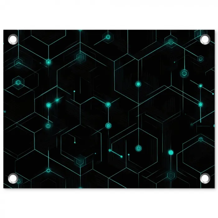 Gaming - Netwerk - Blauw - Punten - Patroon tuinposter los doek klein -3d