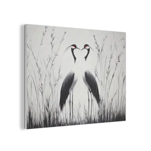 Kraanvogels - Gras - Hartvorm - Zwart PET vilt klein -3d