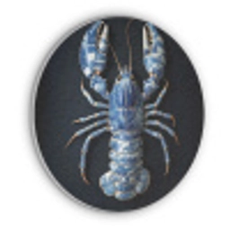 Kreeft - Delftsblauw - Schild - Stoer Akoestische PET Vilt - Rond klein -3d
