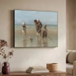Oude meesters - Kunst - Kinderen der zee - Jozef Israëls Textielframe zwart klein -sfeer3