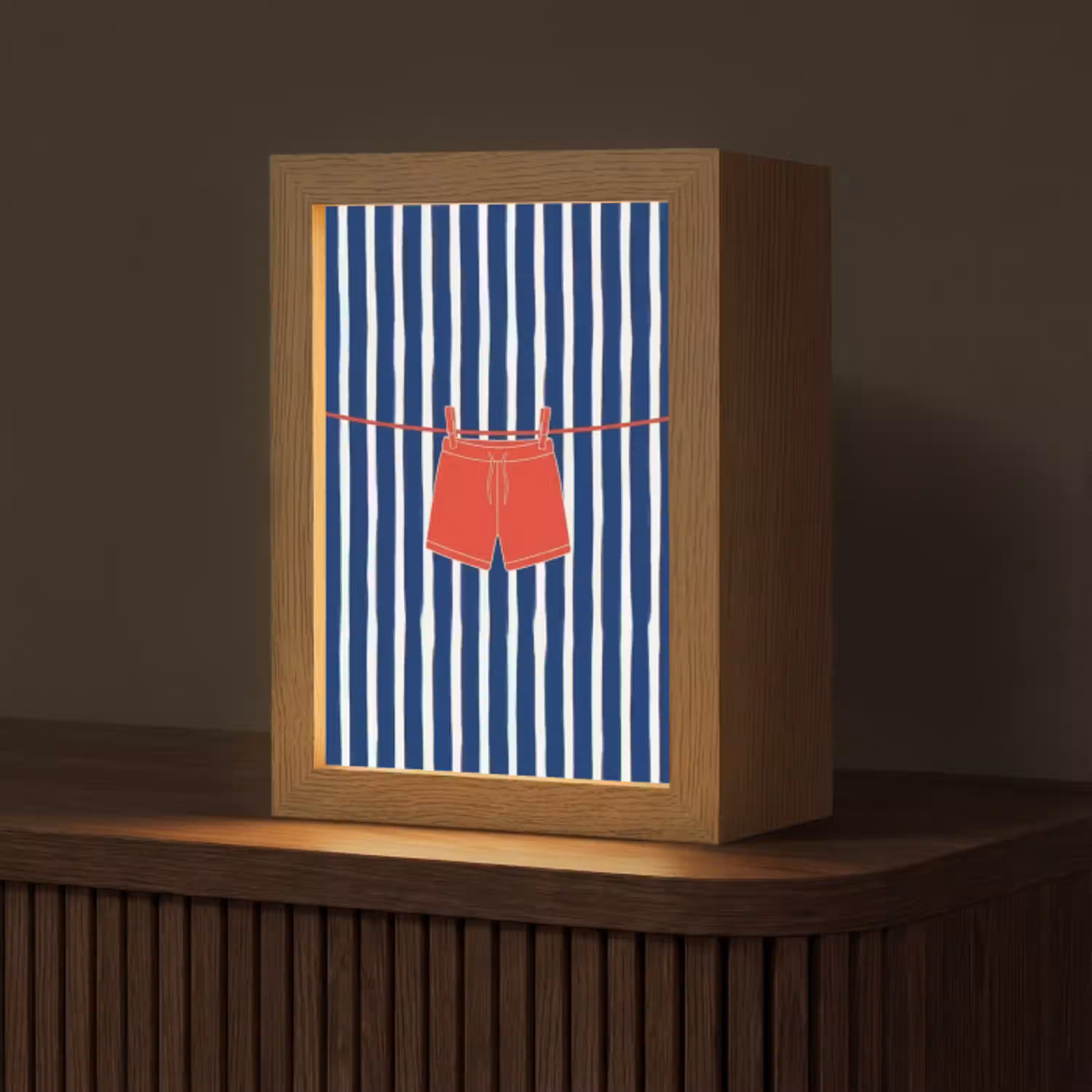 Shorts - Waslijn - Zomer - Illustratie - Rood Light Box met kabel (Tafellamp) klein -z3d_website