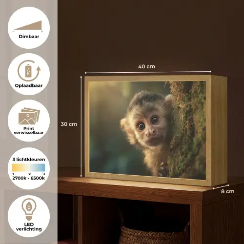 Aap - Boomstronk - Bruin Light Box met batterij (Wandlamp) middel -USP_websiteoverzichtNL
