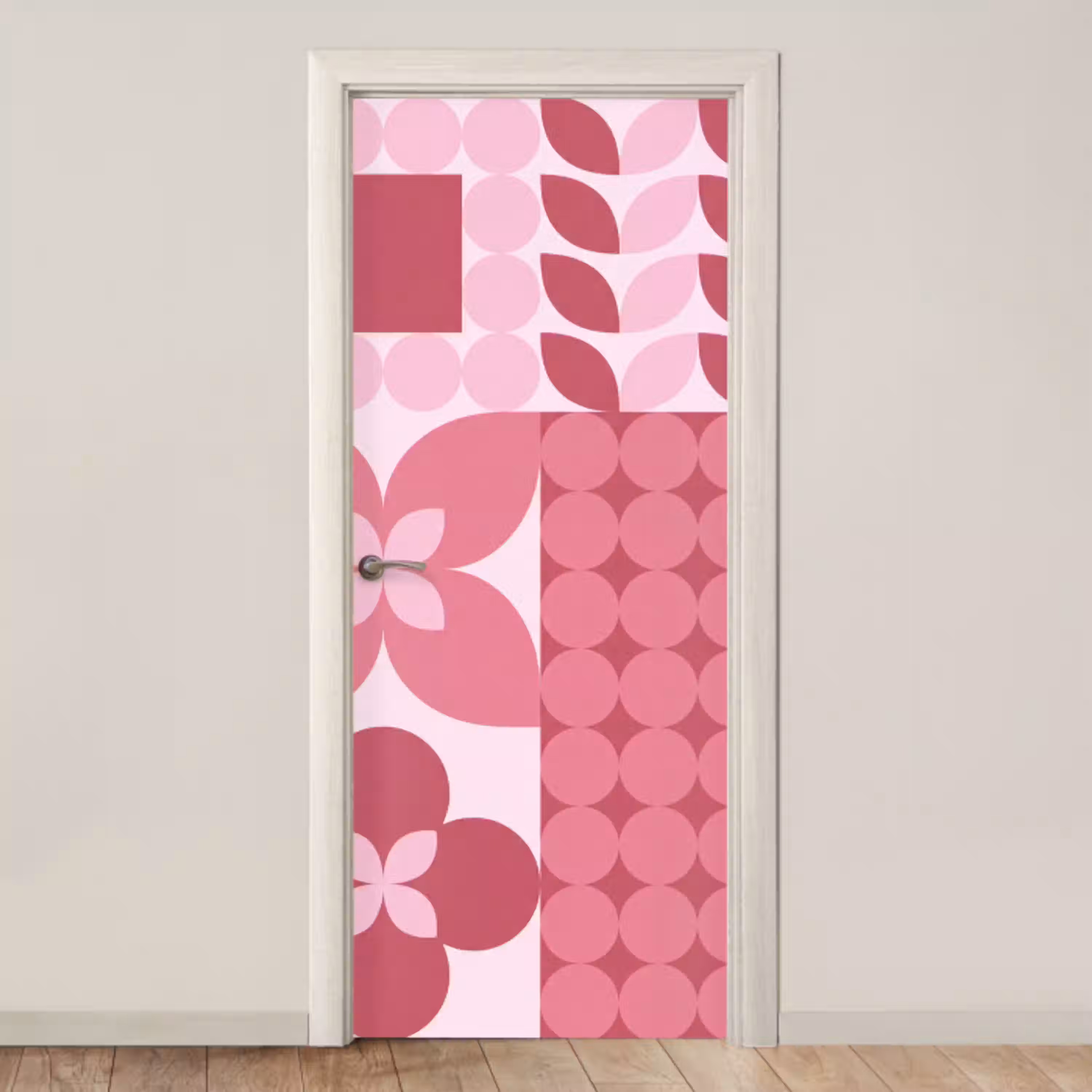 Abstract - Geometrisch - Patroon - Modern - Roze deurposter klein -3d_beige