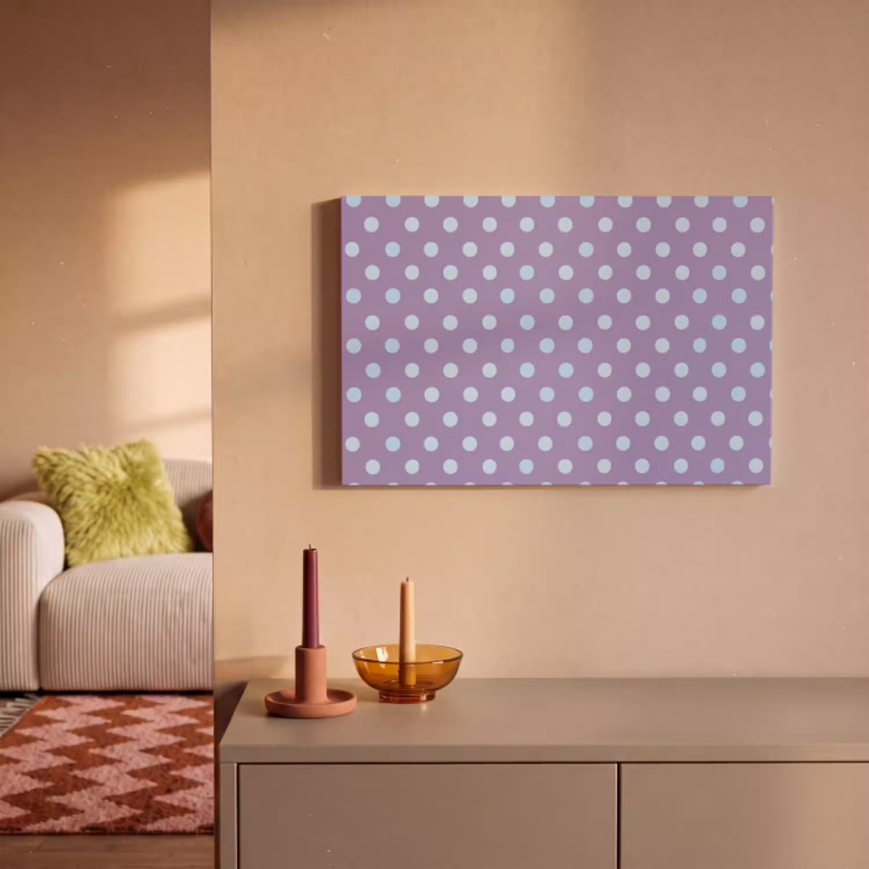 Paars - Blauw - Geometrisch - Stippen - Polka Dot - Patroon canvas 2cm klein 34 -sfeer1