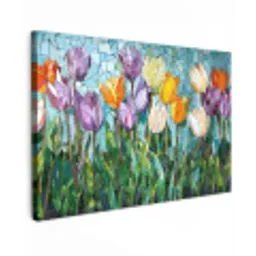 Mozaïek - Veld - Tulpen - Kleurrijk canvas 2cm klein -z3d
