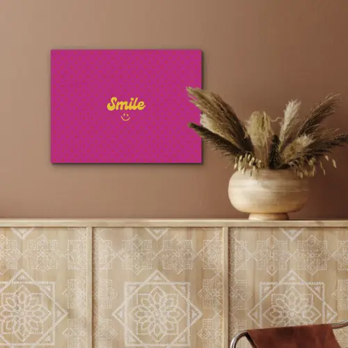 Smile - Stippen - Geel - Smiley - Roze PET vilt klein -sfeer4