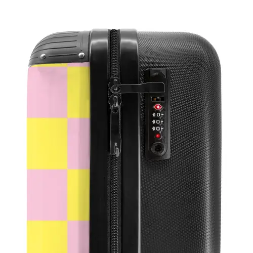 Squares - Roze/Geel NBS - Handbagage koffer - Kinderen Unisex middel -slot