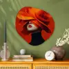 Oranje - Hoed - Vrouw Wandcirkel Organisch Plexiglas middel -sfeer2