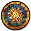 Mozaïek - Zon - Geel - Cirkel Fotolijst rond zonder passe partout klein -3d