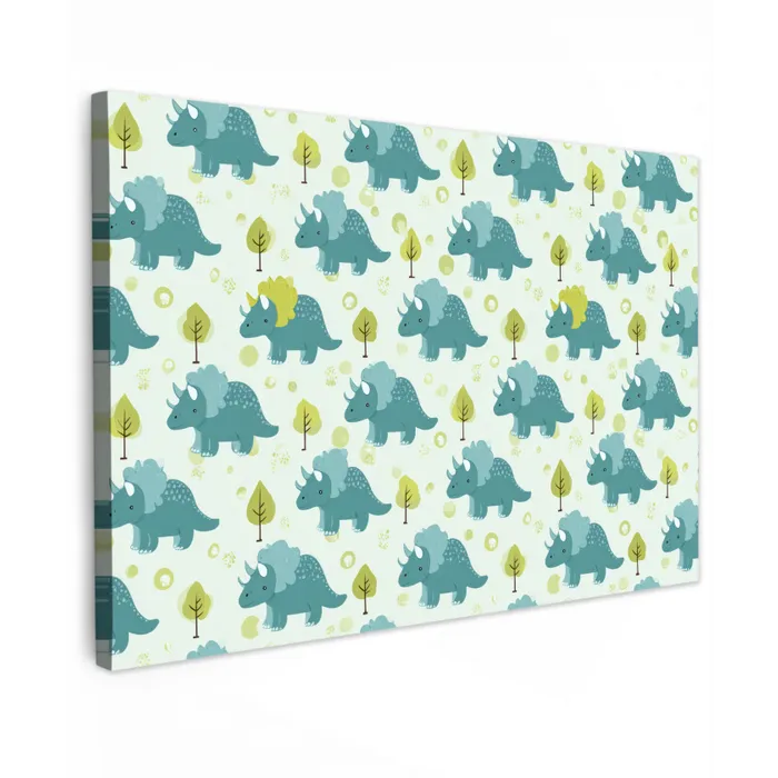 Triceratop - Blauw - Stippen - Boompjes canvas 2cm klein -z3d