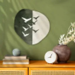 Japandi - Vogel - Groen Wandcirkel Organisch Forex 3mm klein -sfeer2