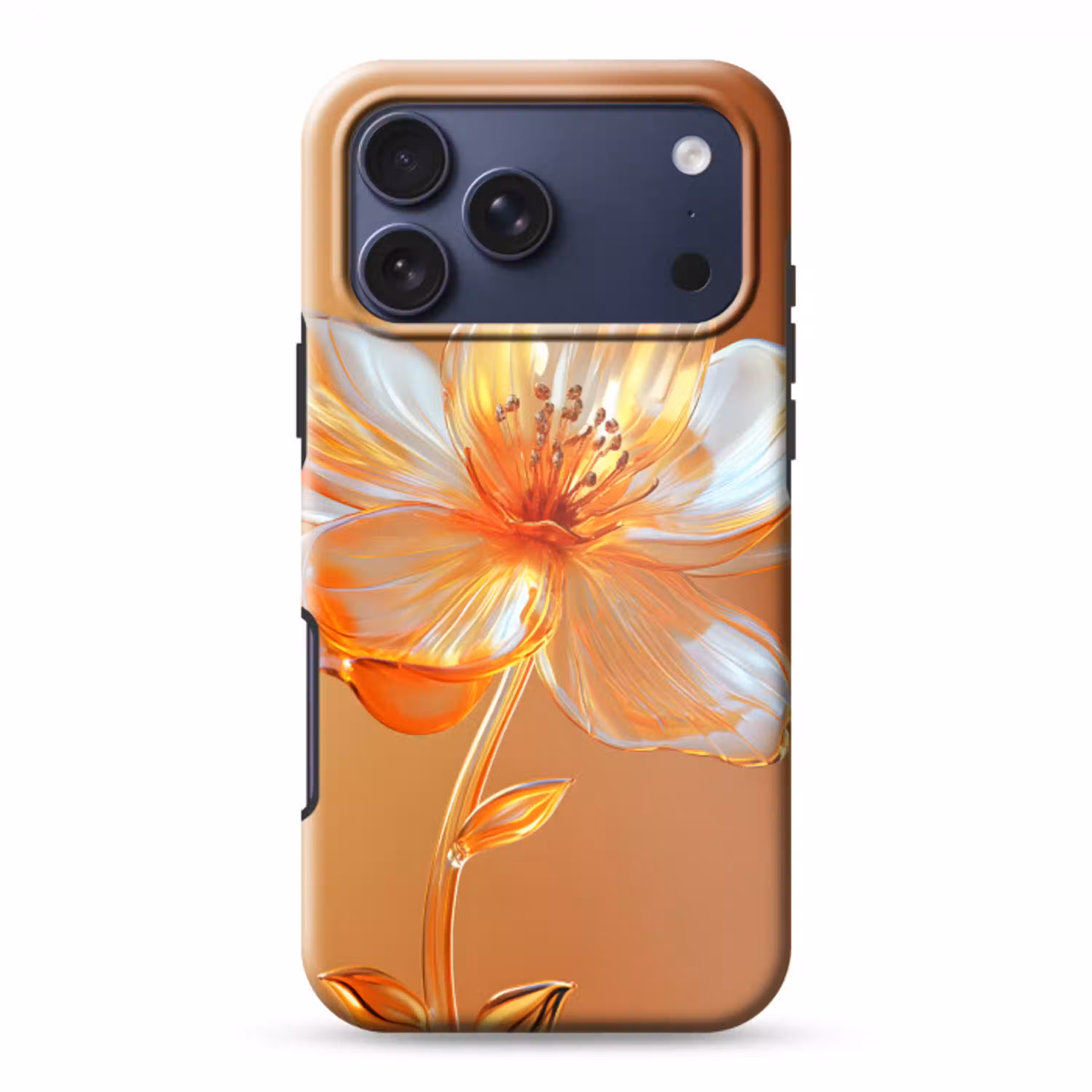 Glazen - Bloem - Oranje Toughcase MagSafe Apple iPhone 17 Pro Max klein -3d