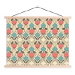 Barok - Retro - Kleurrijk textielposter latten blank klein 122 -3d