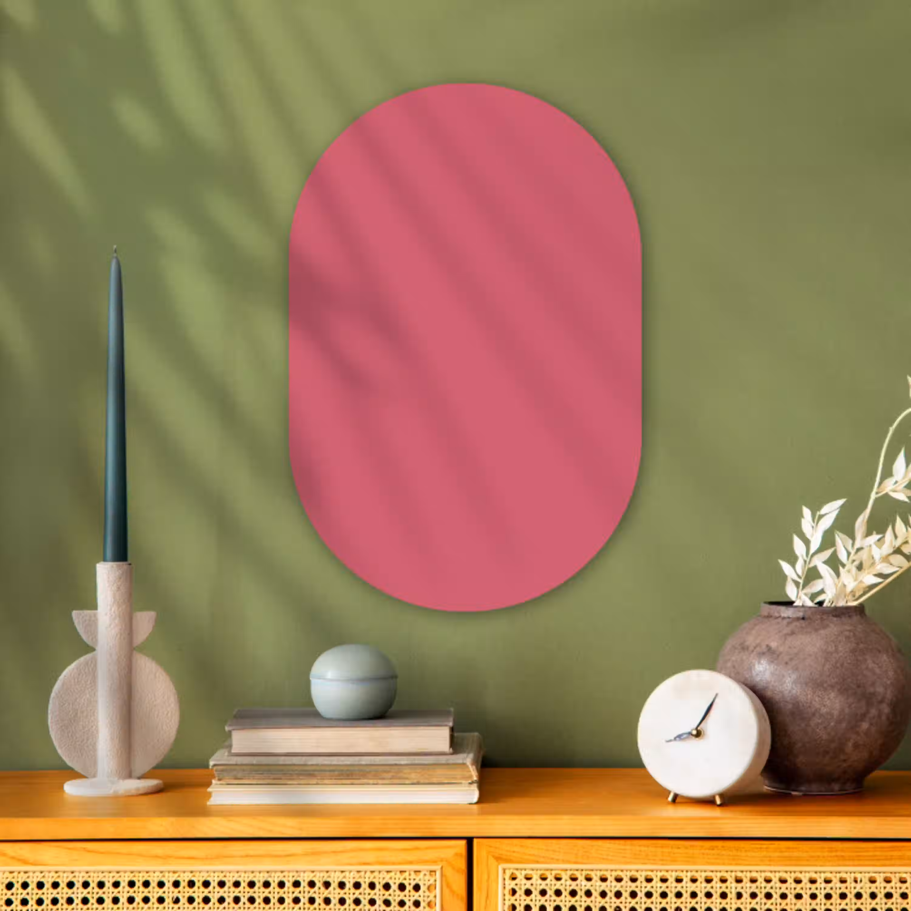 Crimson - Rose - Roze Wandcirkel Ovaal Forex klein 630 -sfeer2