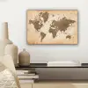 Wereldkaart - Beige - Bruin canvas 2cm klein -sfeer6