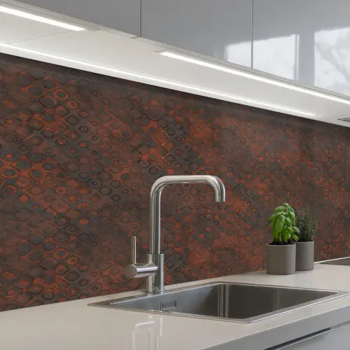Patroon - Roest - Bruin keuken achterwand 2 middel 871 -3d_schuin