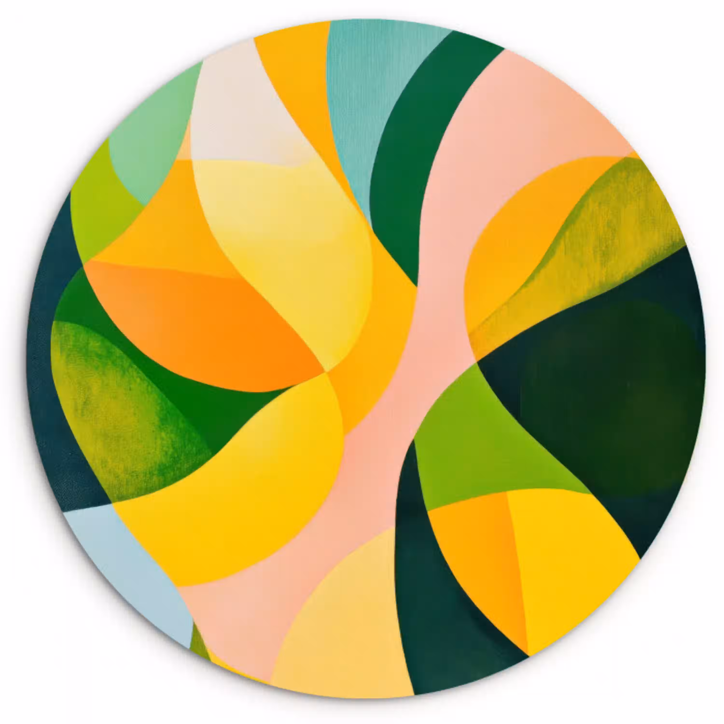 Abstract - Geel - Roze - Groen Wandcirkel plexiglas klein -3d