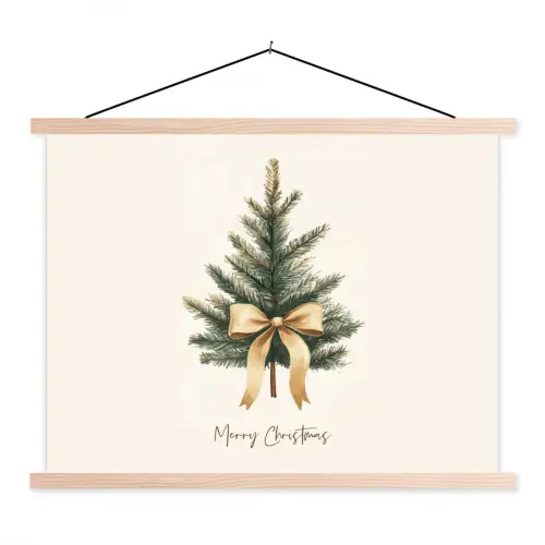 Kerstboom - Kerst - Merry Christmas - Beige textielposter latten blank klein -3d