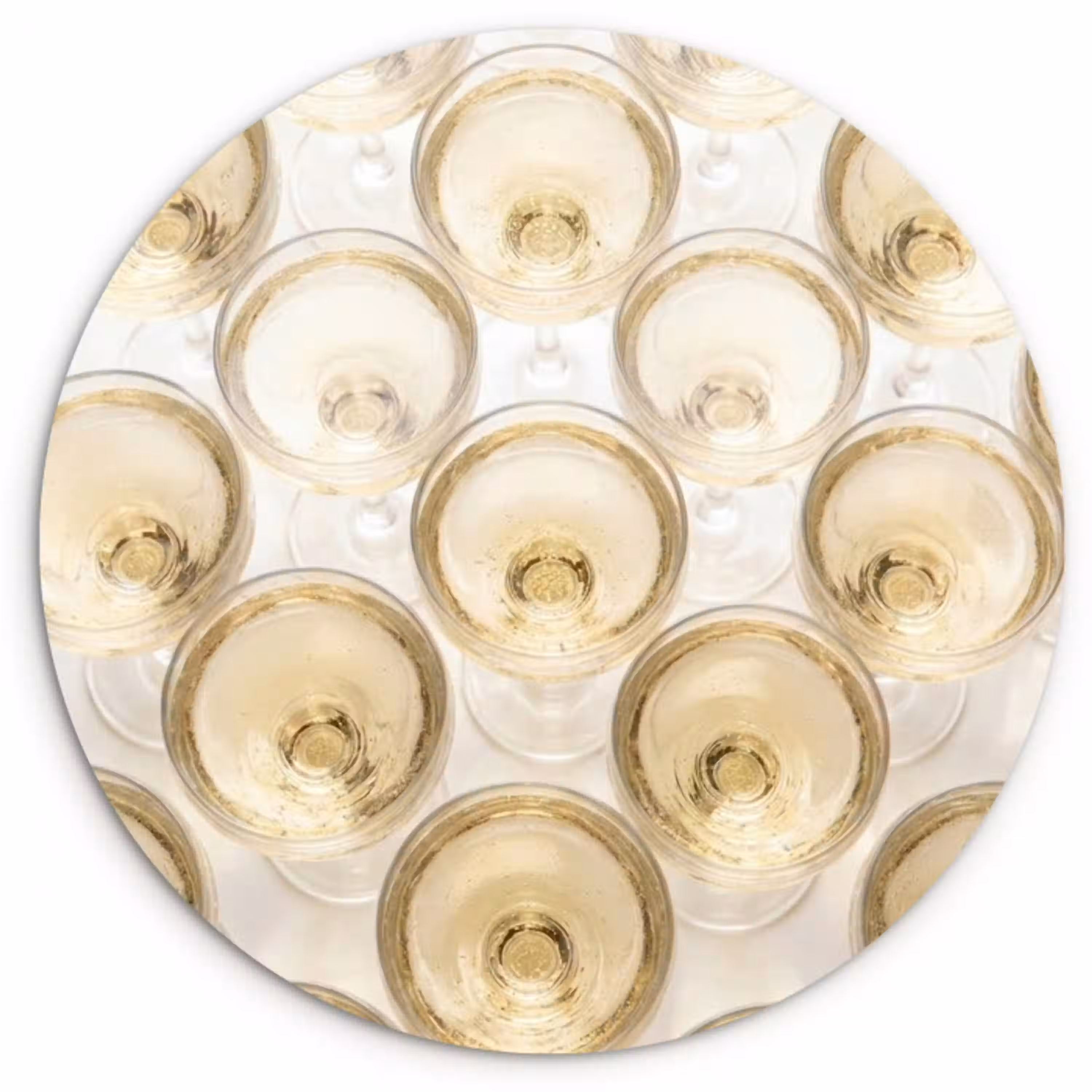 Drank - Glazen - Feest - Goud Wandcirkel kunststof plaat 5mm dik klein -3d