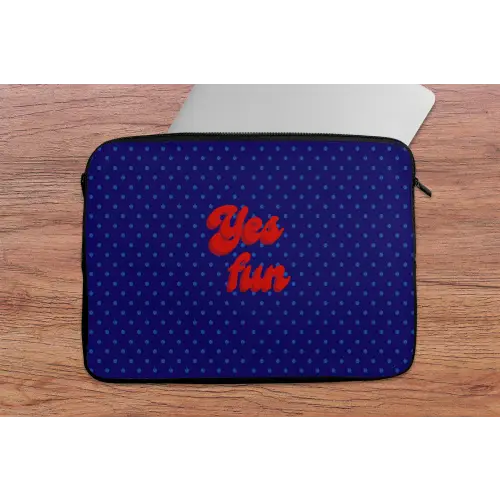 Yes fun - Rood - Blauw - Stippen laptophoes neopreen klein -tafel