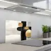 Vormen - Penseelstreken - Abstract - Goud keuken achterwand spatscherm klein -3d_schuin
