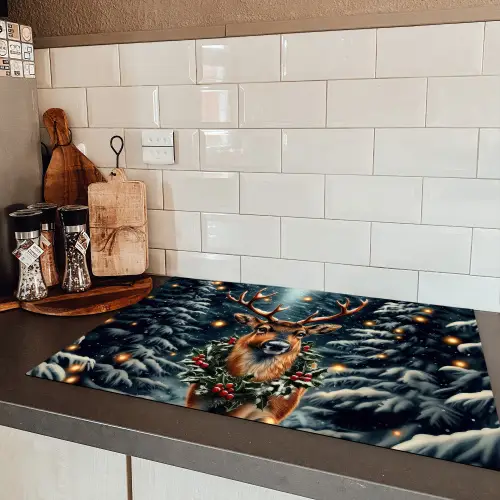 Kerst - Magie - Bos - Kleurrijk Inductie beschermer vinyl 3mm klein -sfeer3