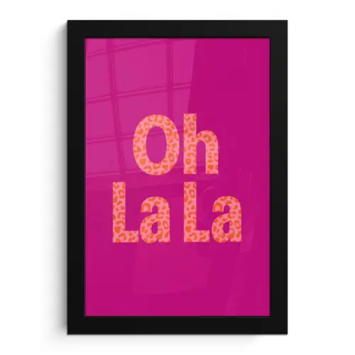 Oh la la - Luipaardprint - Roze fotolijst zwart zonder passe partout klein -3d