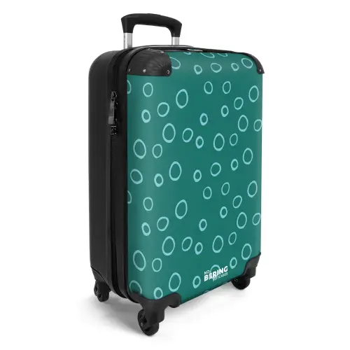 Lichtblauwe cirkels op donkergroene achtergrond NBS - Handbagage koffer - Kinderen Unisex middel -productfoto_3d