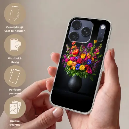 Felgekleurd - Bloemen - Vaas Telefoonhoesje iPhone 17 Pro klein -sfeer3_NL