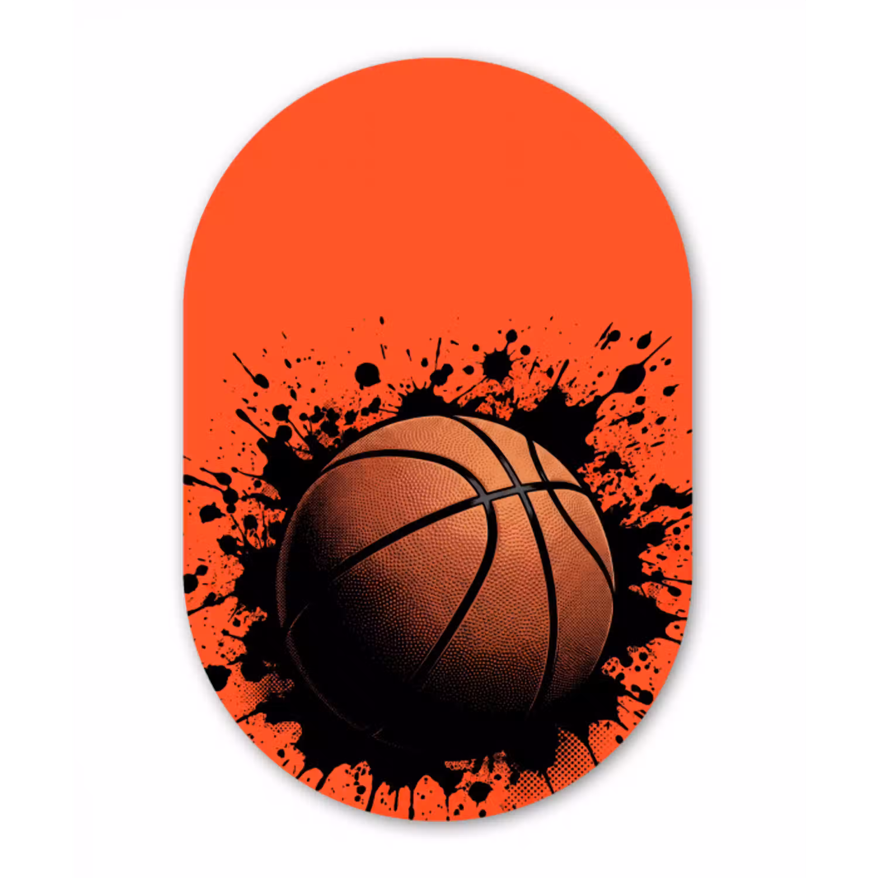 Basketbal - Verf - Sport - Oranje Wandcirkel Ovaal Aluminium middel -3d