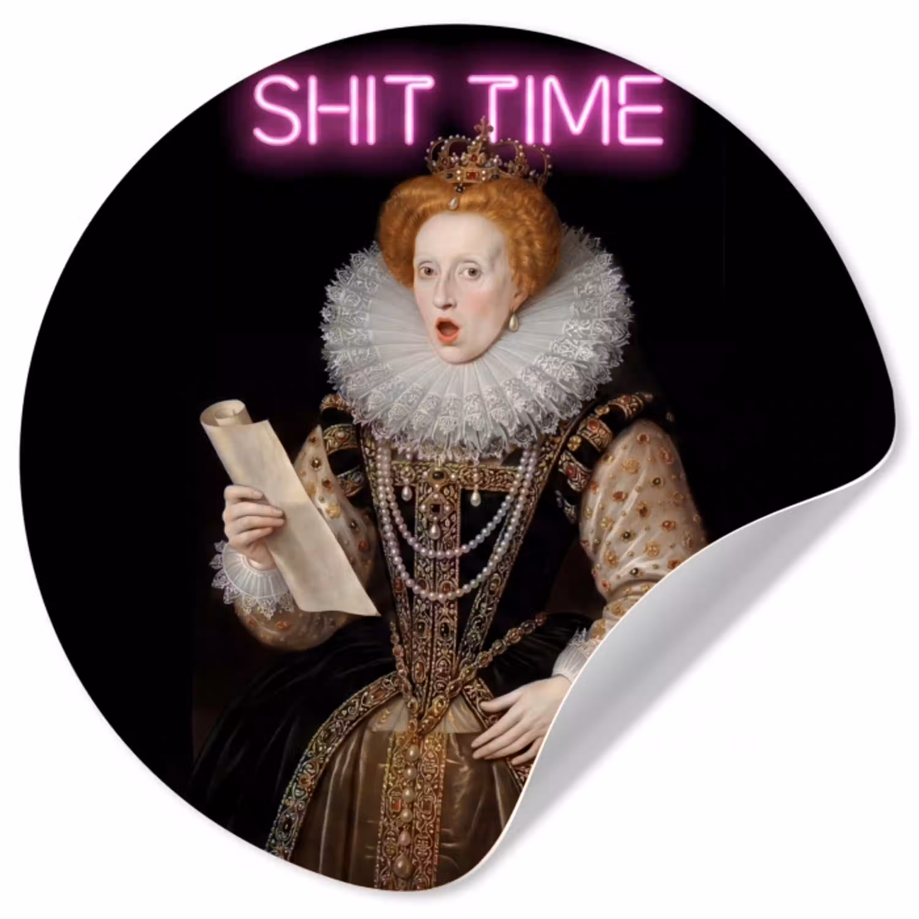 Portret - Humor - Neon Wandcirkel behangsticker klein -3d
