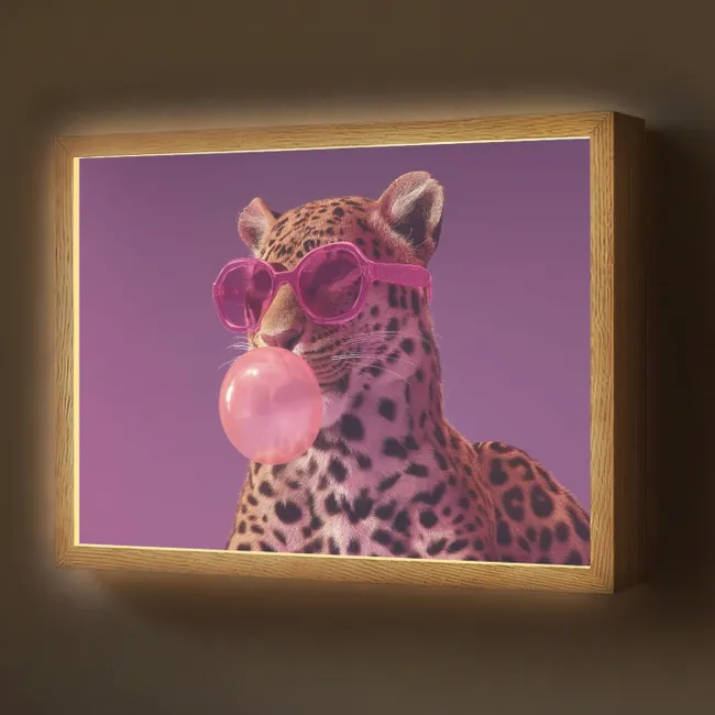 Lightbox - Wandleuchte - Panther - Sonnenbrille - Kaugummiblase - Rosa