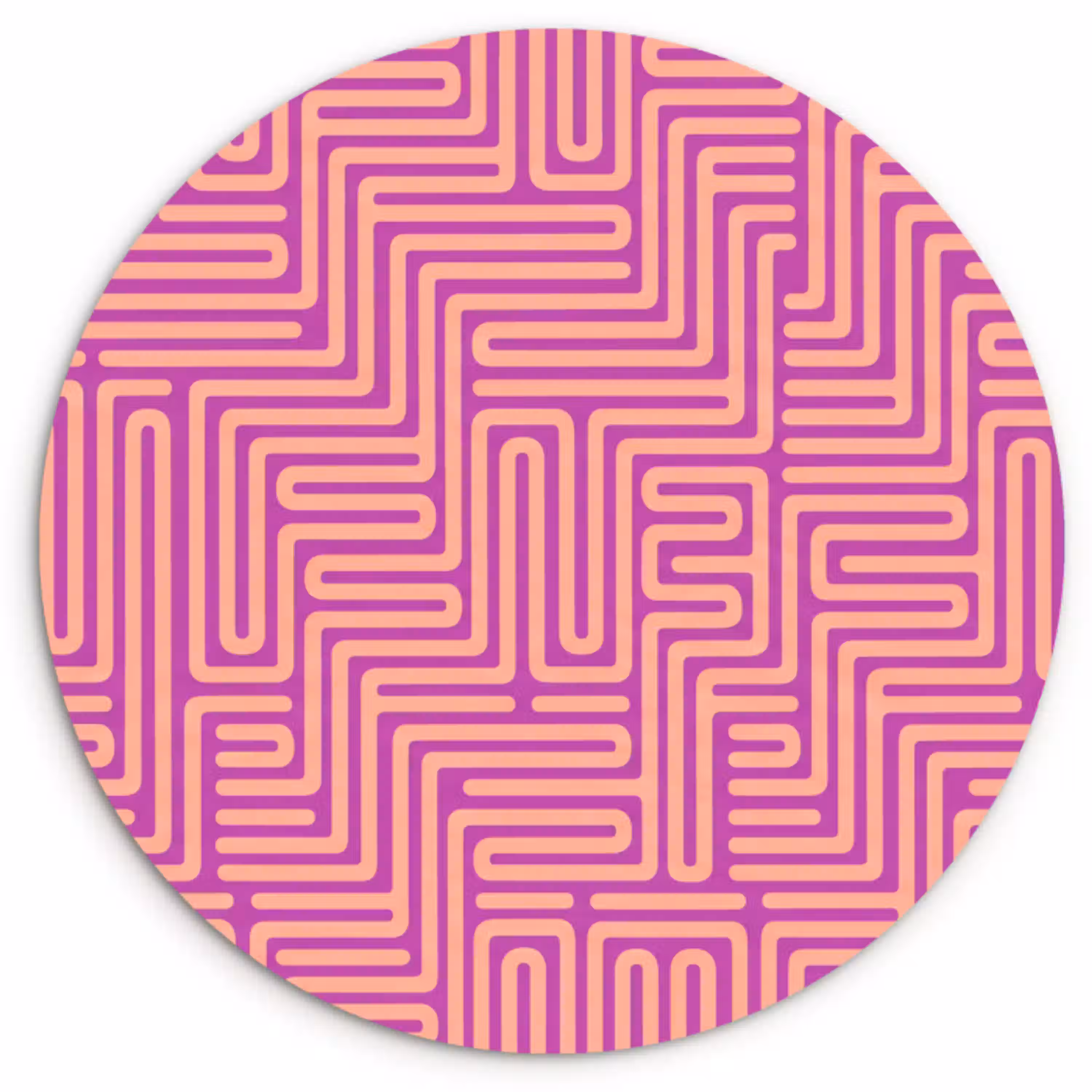 Patroon - Lijnen - Abstract - Modern - Paars Wandcirkel kunststof plaat 5mm dik klein -3d