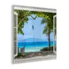 Doorkijk - Boom - Zee - Palmboom - Heuvels - Strand - Blauw plexiglas 5mm klein -z3d