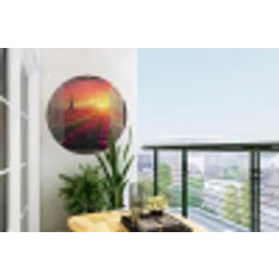 Doorkijk - Tulpen - Zonsondergang - Bloemen - Kleurrijk Wandcirkel tuinposter met ringen klein -buiten1