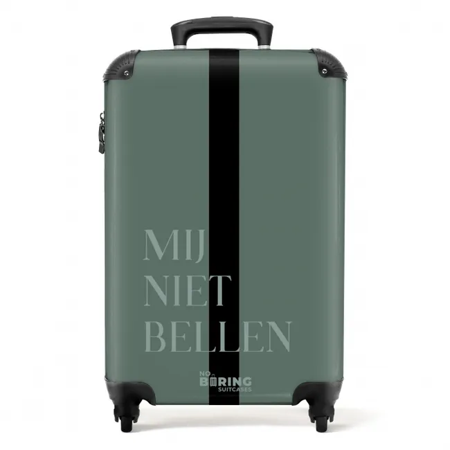 Groene achtergrond met tekst Mij niet bellen NBS - Handbagage koffer - Volwassenen Unisex middel -productfoto_recht