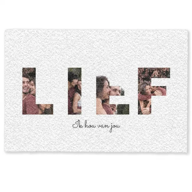 Gepersonaliseerde deurmat Lief - Lettercollage