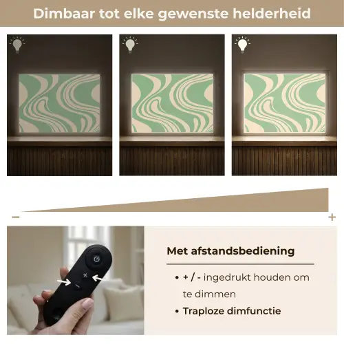 Golvende lijnen - Mintgroen - Dansende vormen Light Box met batterij (Wandlamp) middel -USP_dimbaarNL