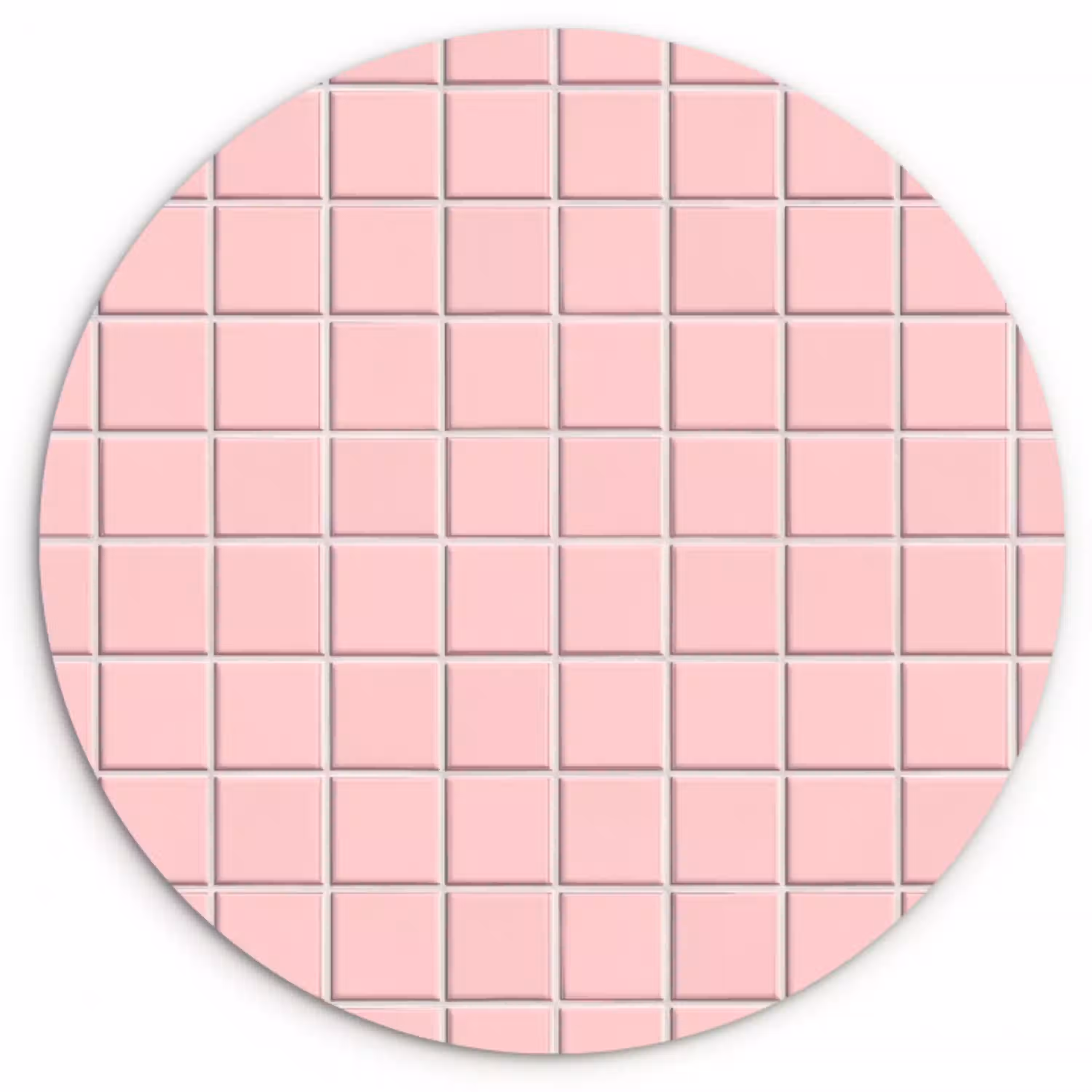 Patroon - Tegel - Pastelroze Wandcirkel kunststof plaat 5mm dik klein 188 -3d