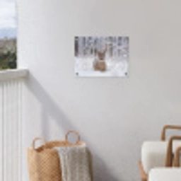 Hert - Sneeuw - Bos - Dieren - Vertederend tuinposter los doek klein -sfeer8