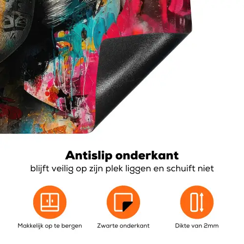 Vrouw - Kauwgom - Graffiti - Neonkleuren Inductie beschermer vinyl 3mm klein -zzzzzzz-td-onderkant