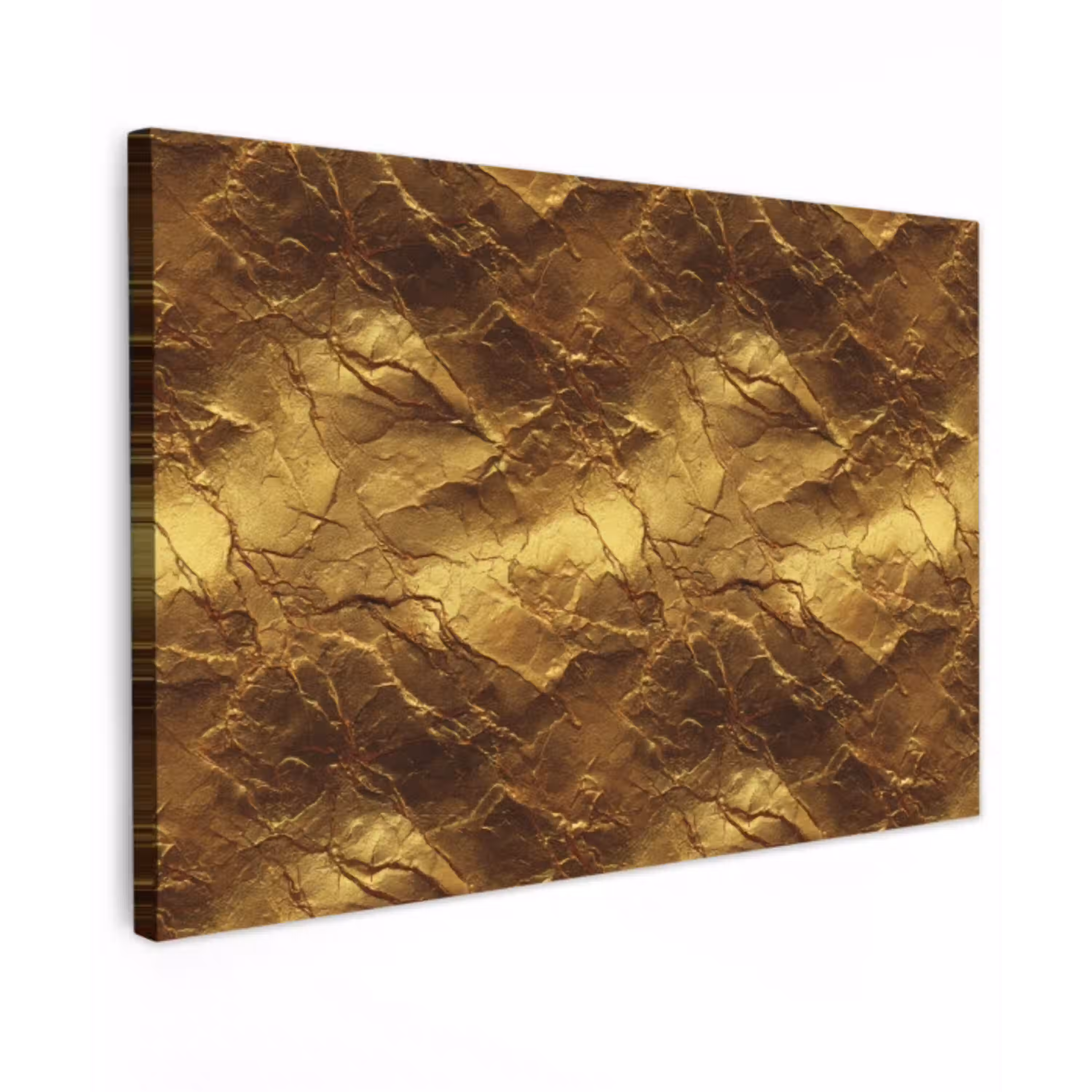Bladgoud - Textuur  - Goud Tuinposter op houten frame 2 cm dik klein 845 -3d