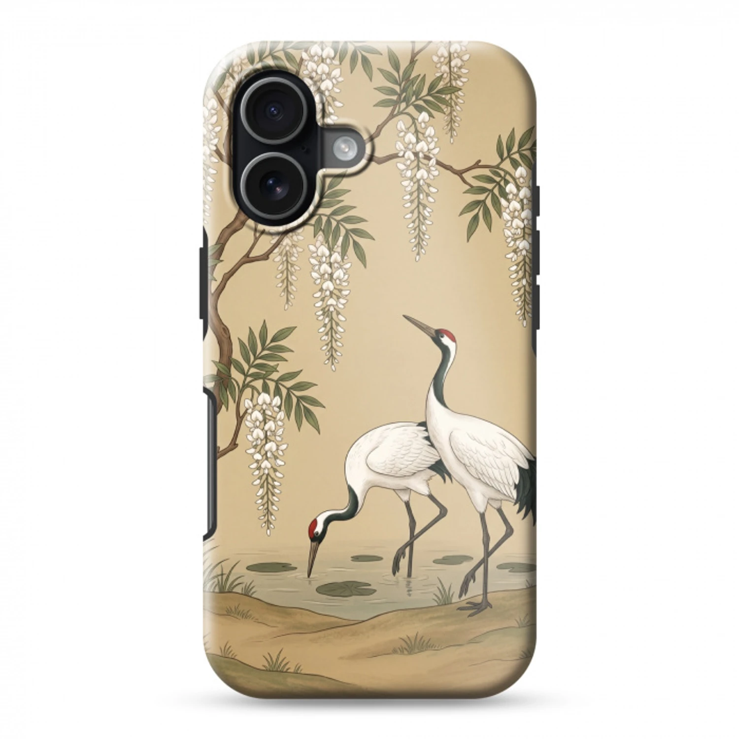 Kraanvogels - Water - Beige Toughcase MagSafe Apple iPhone 17 klein -3d