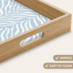 Zebra - Motief - Blauw - Wit Dienblad Rechthoek middel 911 -USP_HandgreepEN